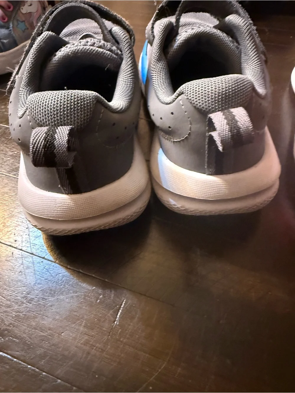 Under Armour Kids Gray and Blue Velcro Athletic Sneakers